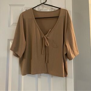 Tan Tie Front Women's Shirt/Overshirt